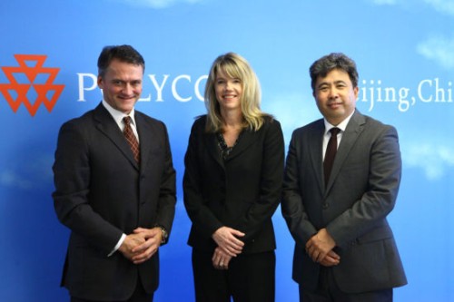 Polycom��̫�^(q��)�����ձȺ����������ޅ^(q��)����Hansjoerg Wagner (��һ)��Polycomȫ���N�ۈ�(zh��)�и�����Tracey Newell(����)��Polycom�Ї��^(q��)����(j��ng)�����(��һ)